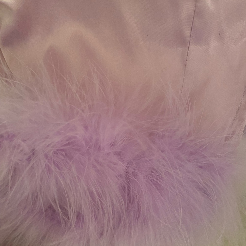 Satin Feather Hem Spaghetti Strap Midi Dress - Picture 3 of 3